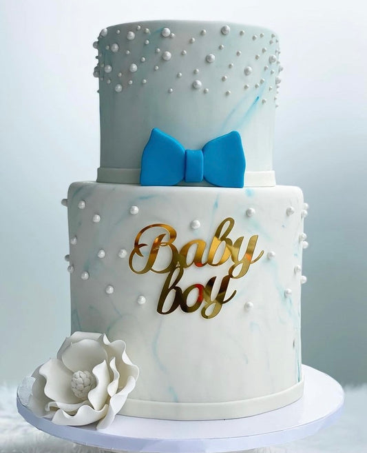 Marble Baby Shower Cake