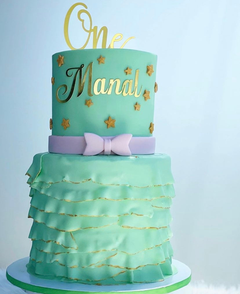 2 tier Baby Girl Birthday Cake