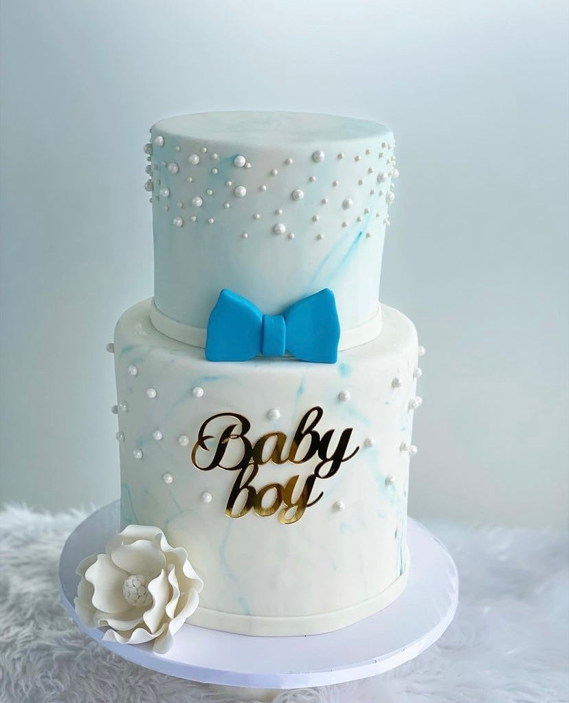 Marble Baby Shower Cake